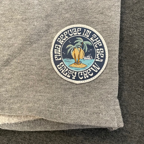 Salty Crew Mens Heather Gray Fleece Sweat Shorts Find Refuge In The Sea Medium - Picture 5 of 10